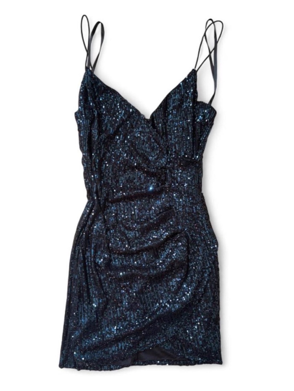 Windsor Navy & Black Sequin Wrap Mini Dress β NWT β Size M